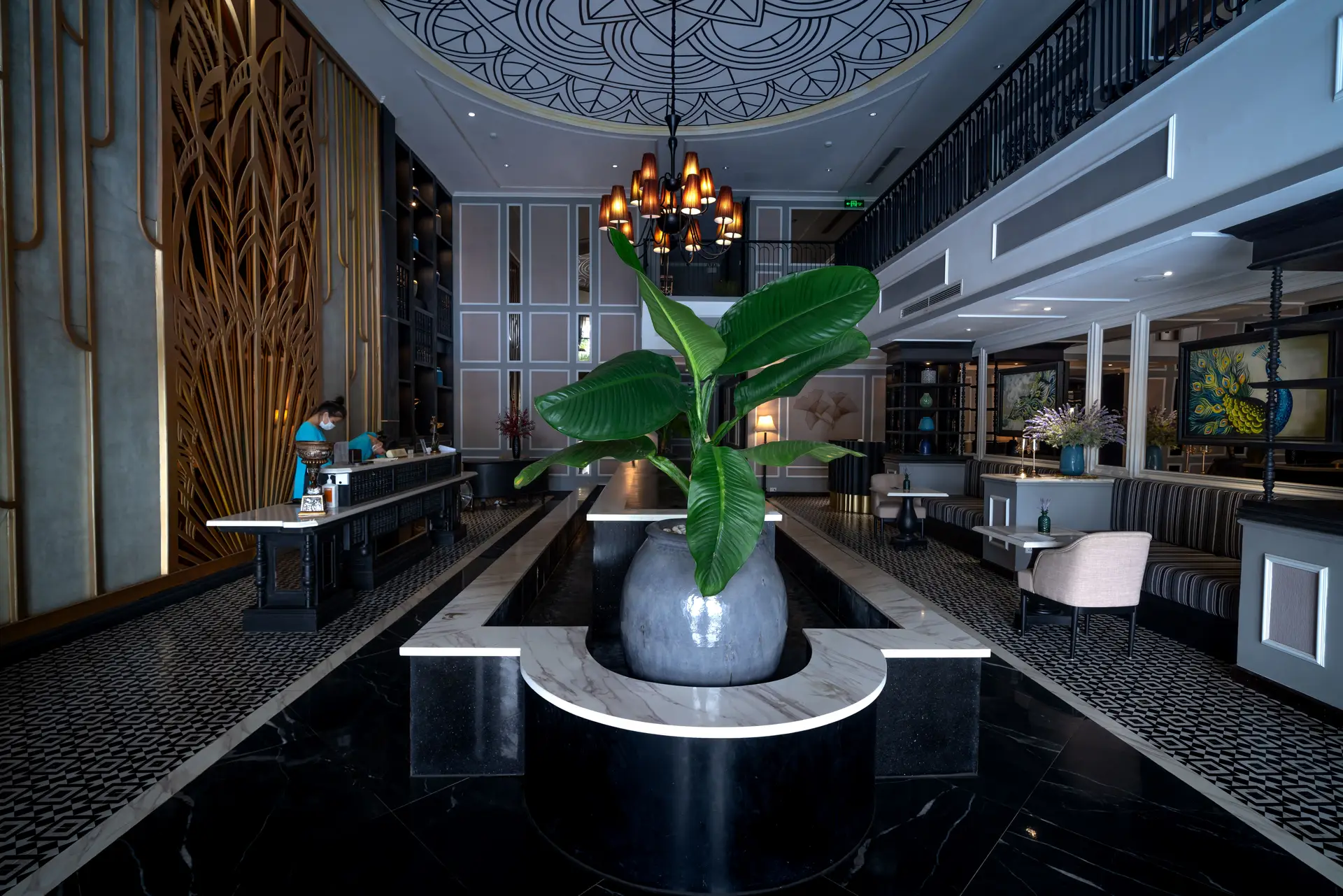 Modern hotel lobby decor
